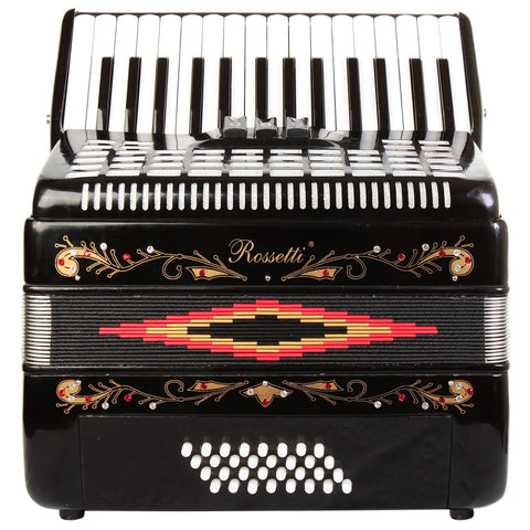 Rossetti Piano Accordion 32 Bass 30 Piano Keys 3 Switches Black