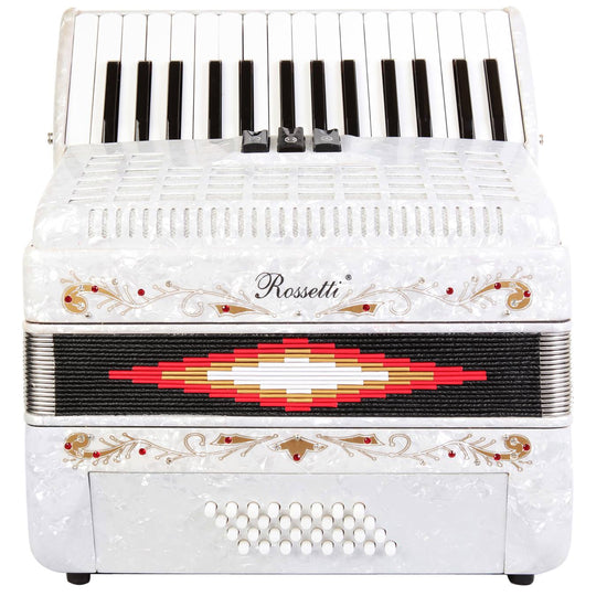 Rossetti Piano Accordion 32 Bass 30 Piano Keys 3 Switches White