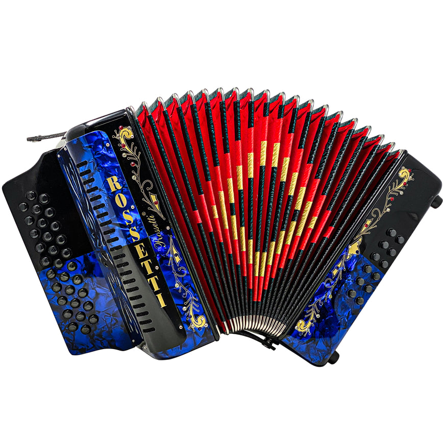 Rossetti 31 Button Accordion 12 Bass GCF Blue and Black