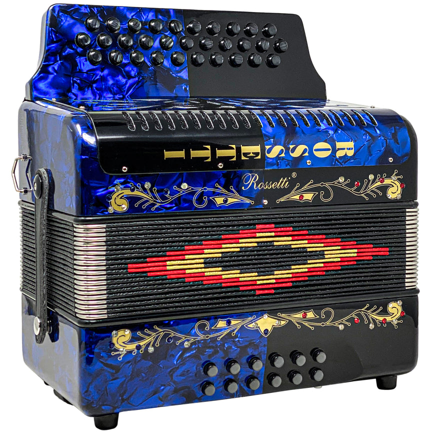 Rossetti 31 Button Accordion 12 Bass GCF Blue and Black