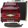 Baronelli Full Size 31 Button 12 Bass Accordion, GCF, With Straps, Case, Red