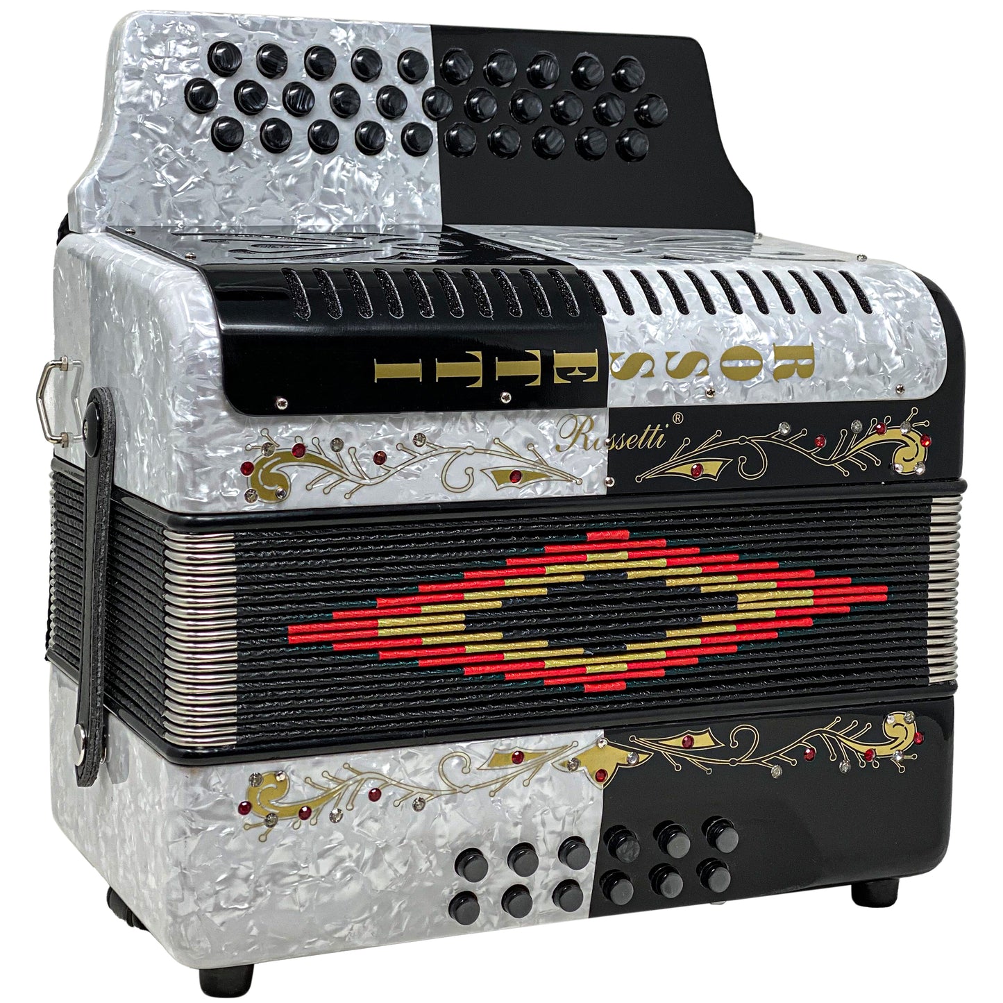 Rossetti 31 Button Accordion 12 Bass GCF White and Black