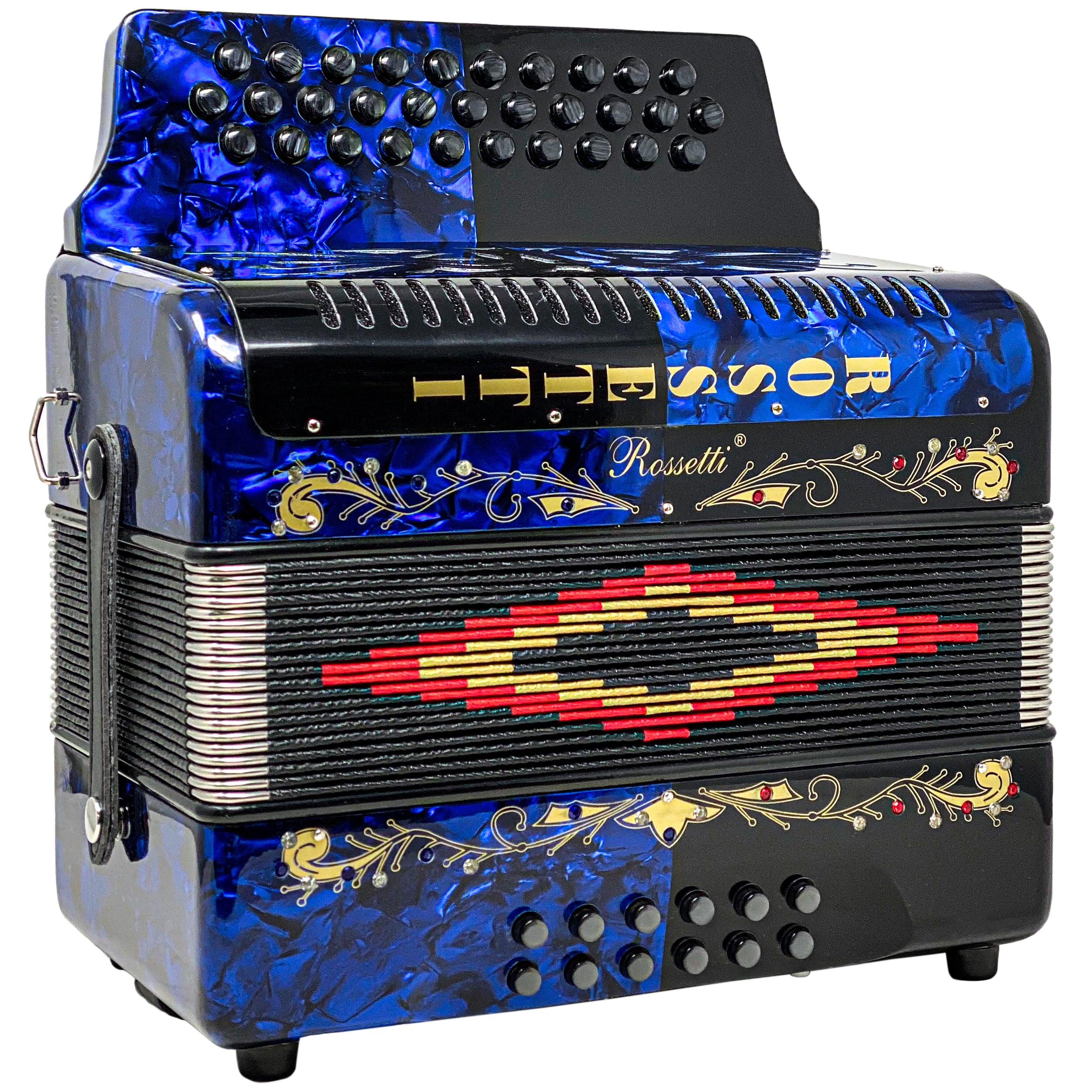 Rossetti 31 Button Accordion 12 Bass FBE Blue and Black