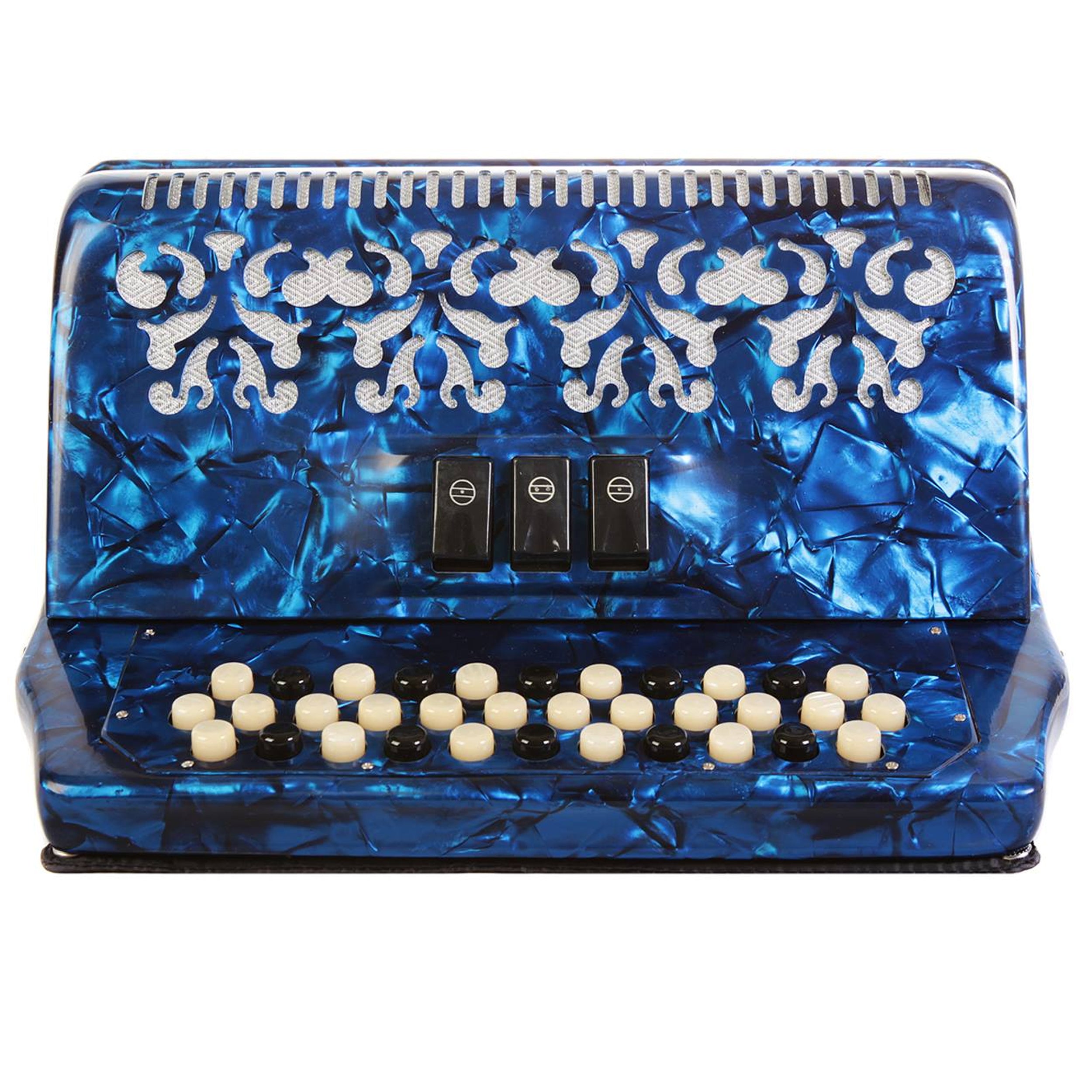 Rossetti 34 Button Accordion 12 Bass 3 Switches GCF Blue