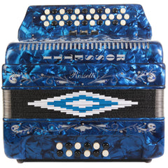 Rossetti 34 Button Accordion 12 Bass 3 Switches GCF Blue