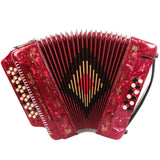 Rossetti 34 Button Accordion 12 Bass 3 Switches GCF Red