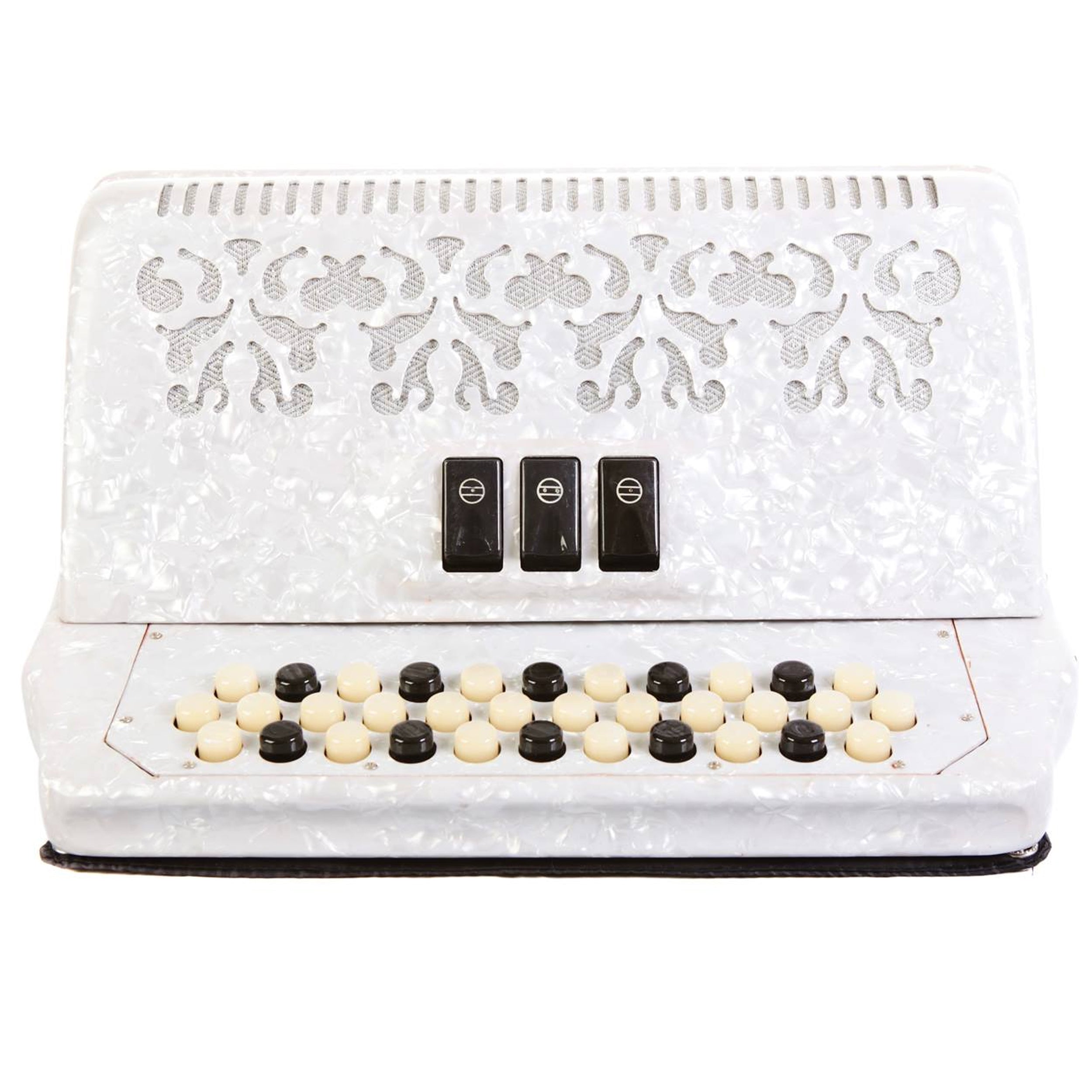 Rossetti 34 Button Accordion 12 Bass 3 Switches GCF White