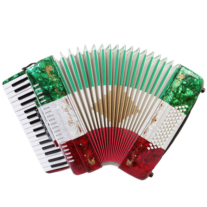 Rossetti Piano Accordion 60 Bass 34 Keys 5 Switches Mexican Flag