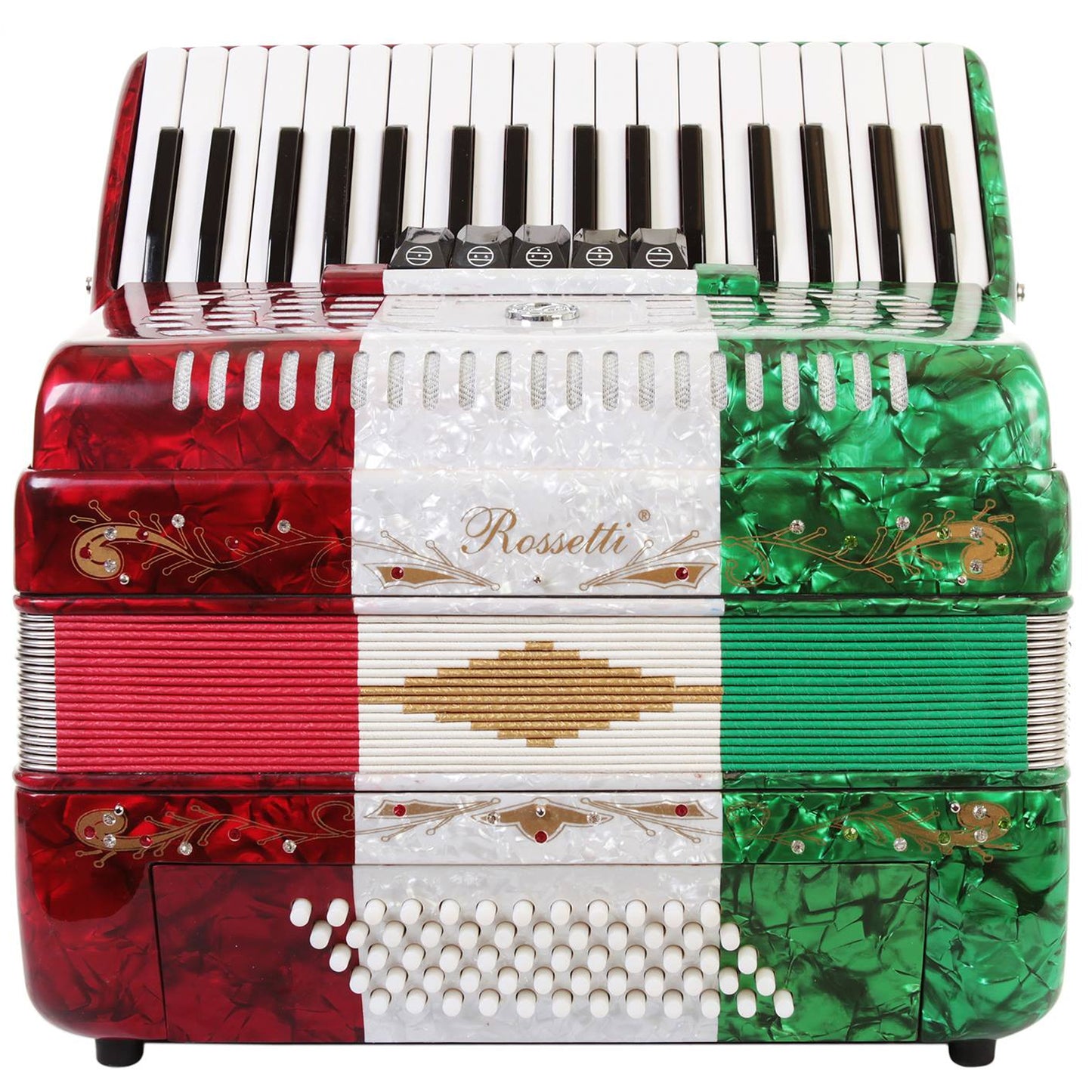 Rossetti Piano Accordion 60 Bass 34 Keys 5 Switches Mexican Flag
