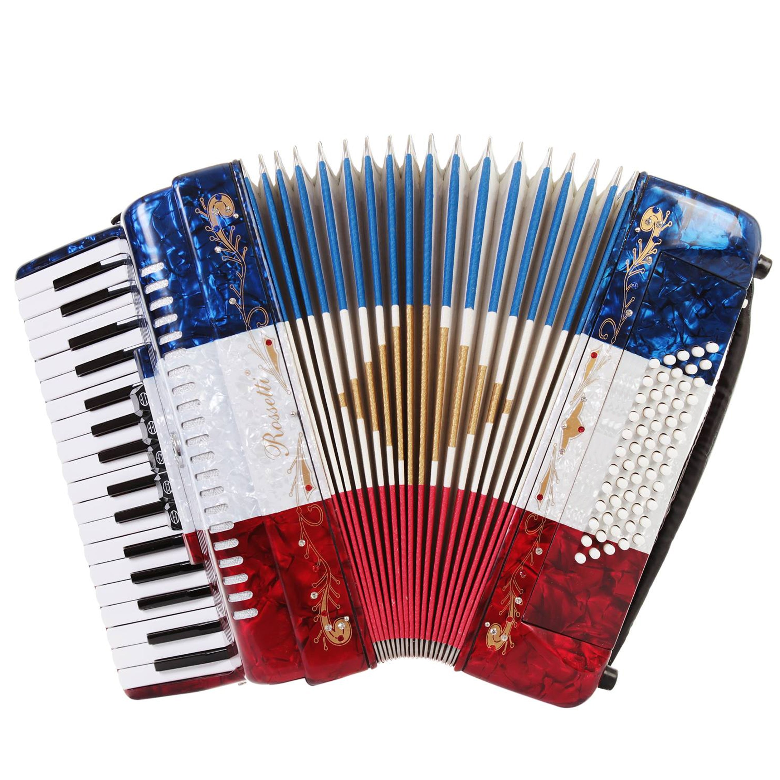 Rossetti Piano Accordion 60 Bass 34 Keys 5 Switches US Flag