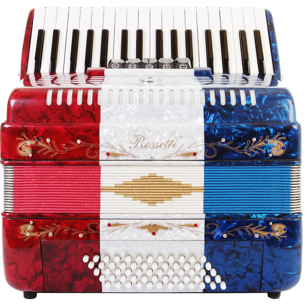 Rossetti Piano Accordion 60 Bass 34 Keys 5 Switches US Flag