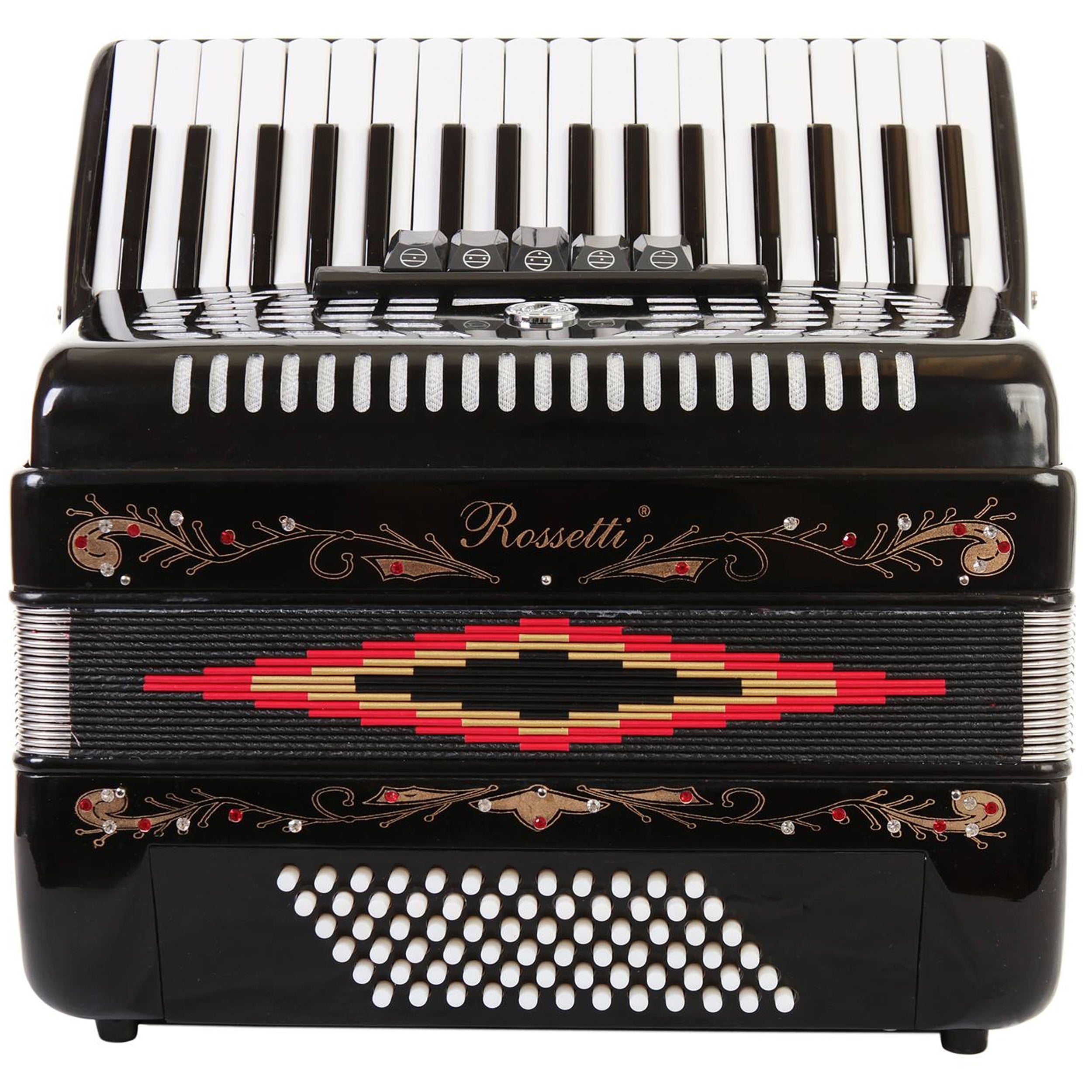 Rossetti Piano Accordion 72 Bass 34 Keys 5 Switches Black