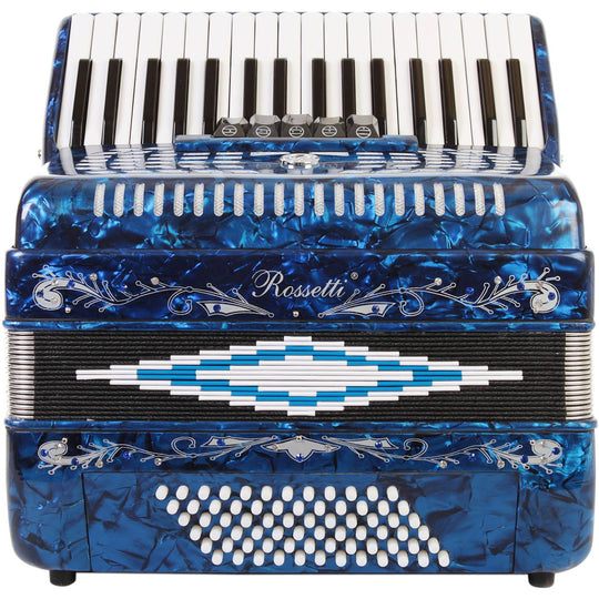 Rossetti Piano Accordion 72 Bass 34 Keys 5 Switches Blue