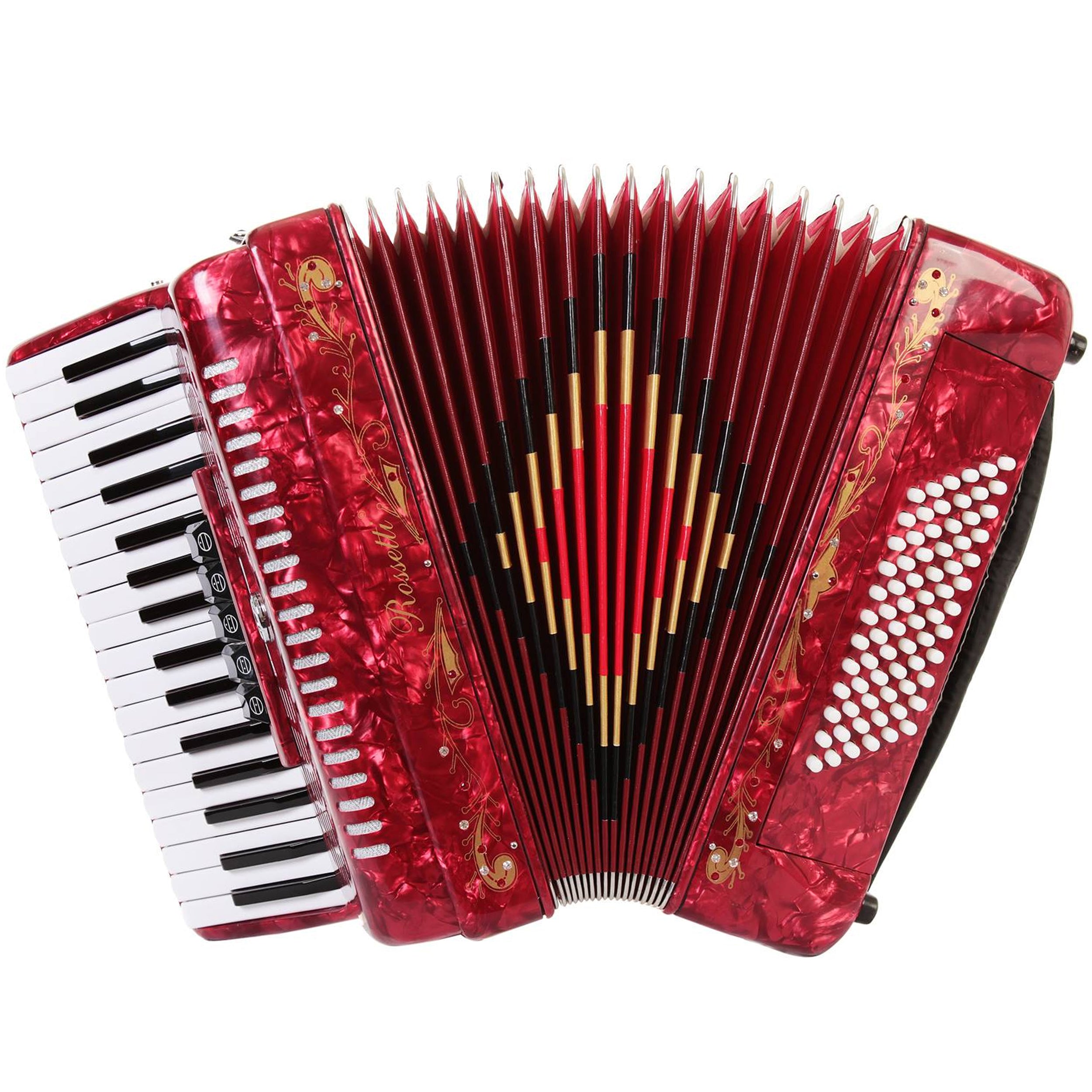 Rossetti Piano Accordion 72 Bass 34 Keys 5 Switches Red