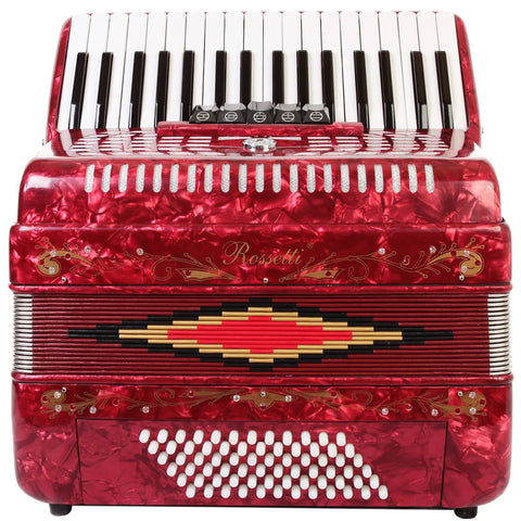 Rossetti Piano Accordion 72 Bass 34 Keys 5 Switches Red