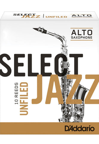 Rico Select Jazz Alto Saxophone Reeds, Unfiled, Strength 4 Strength Medium, 10-pack