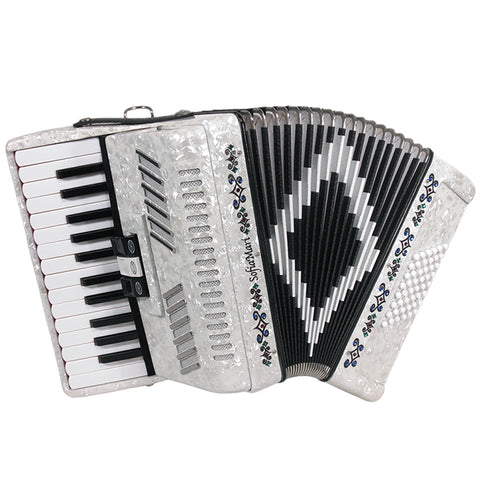 SofiaMari 26 Key 48 Bass 3 Switches Piano Accordion White