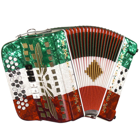 Sofiamari Two Tone Button Accordion Red, White, Green Pearl FBE/EAD