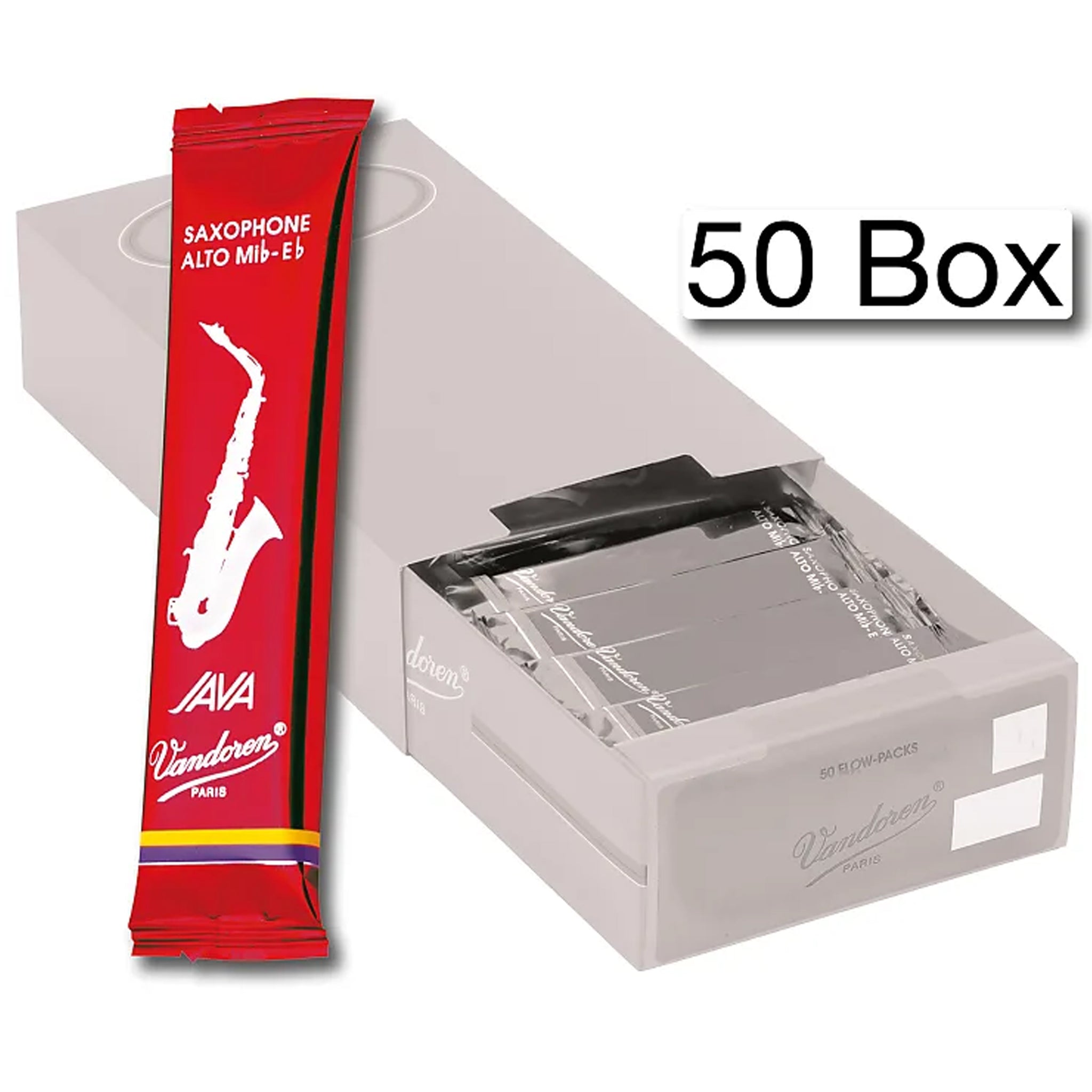Vandoren Alto Sax Java Red Reeds Strength 2, Box of 50