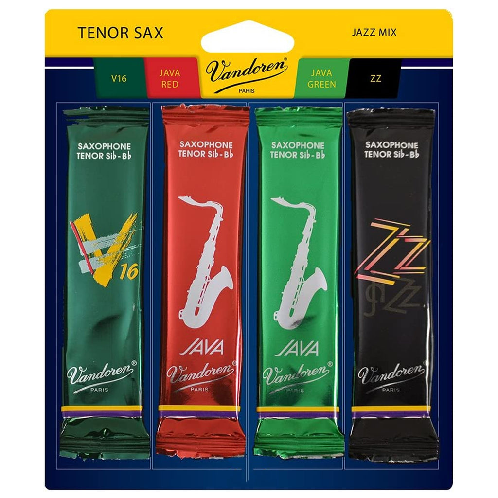 Vandoren Tenor Sax Jazz Reed Mix Card includes 1 ZZ, V16, Java & Java Red Size 3