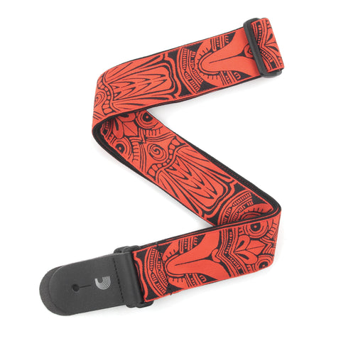 D'Addario 2" Guitar Strap, Tiki Mask - Red