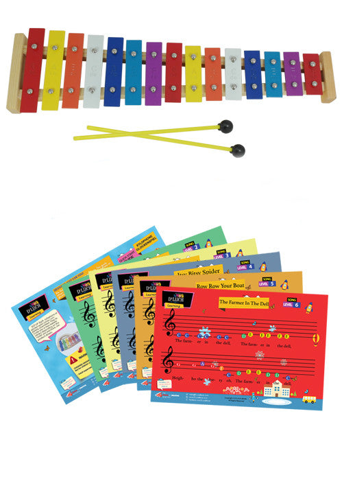 D'Luca 15 Note Children Xylophone Glockenspiel with Music Cards