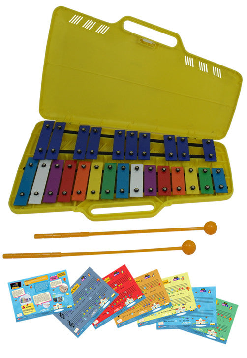 D'Luca 25 Notes Full Chromatic Xylophone Glockenspiel with Music Cards