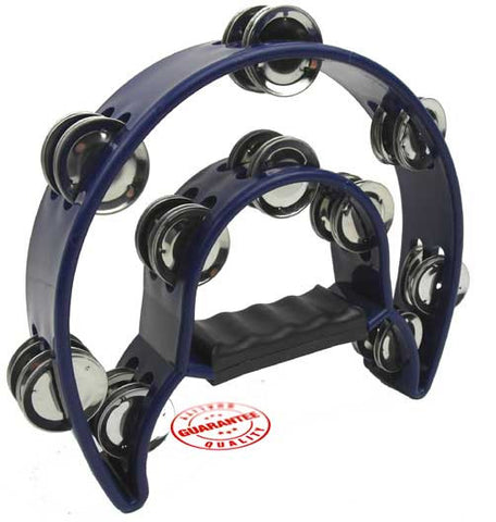 D'Luca 9 Inches Double Cutaway Half Moon Tambourine Blue