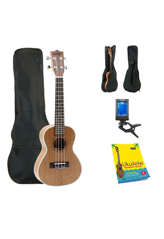Fever Concert Ukulele 23 inch with Bag, Tuner and Beginner's Guide, Mahogany