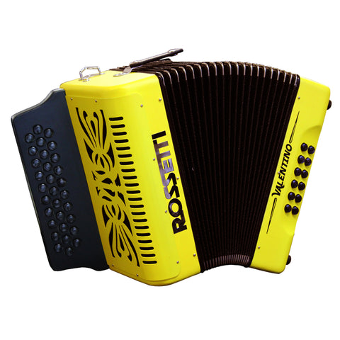 Rossetti Valentino FBE 31 Button Diatonic Accordion With Hard Case, Yellow