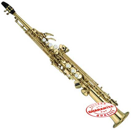 Fever Soprano Straight Saxophone Gold with Case, Mouthpiece and Reed