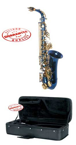Hawk Colored Student Blue Alto Saxophone with Case, Mouthpiece and Reed