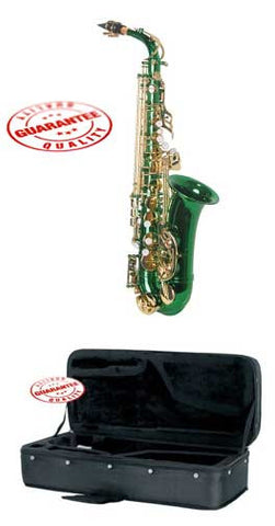 Hawk Colored Student Green Alto Saxophone with Case, Mouthpiece and Reed