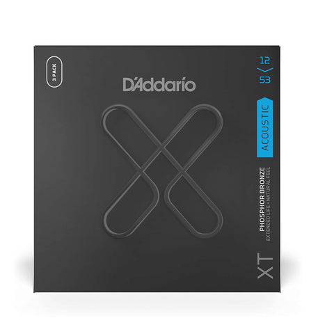 D'Addario XTAPB1253 XT Acoustic Guitar Strings, Light, 12-53, 3 Sets