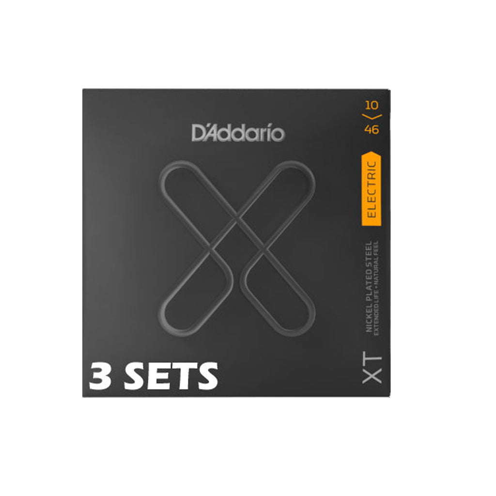 D'Addario XTE1046-3D XT Electric Guitar Strings, Regular Light, 10-46, 3 Sets
