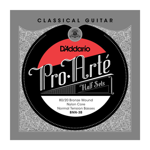 D'Addario BNN-3B Pro-Arte 80/20 Bronze on Nylon Core Classical Guitar Half Set, Normal Tension