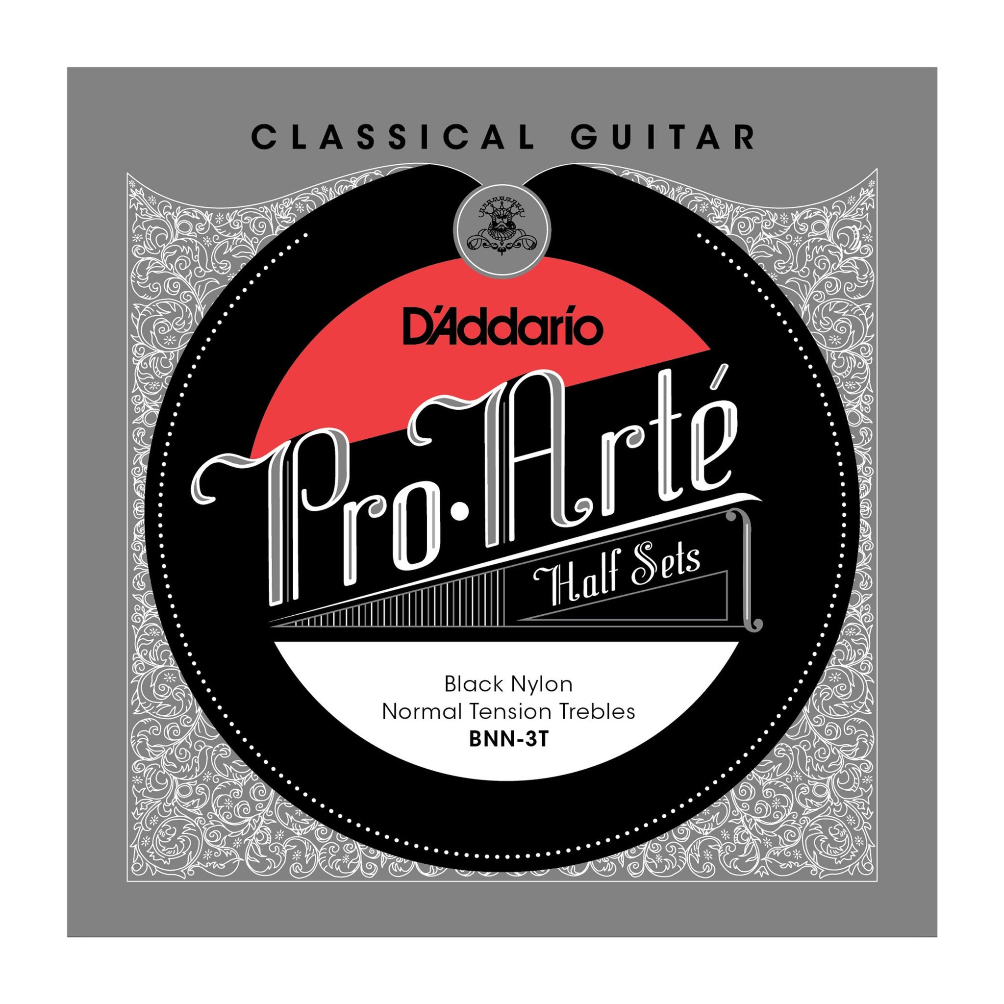 D'Addario BNN-3T Pro-Arte Black Nylon Classical Guitar Half Set, Normal Tension