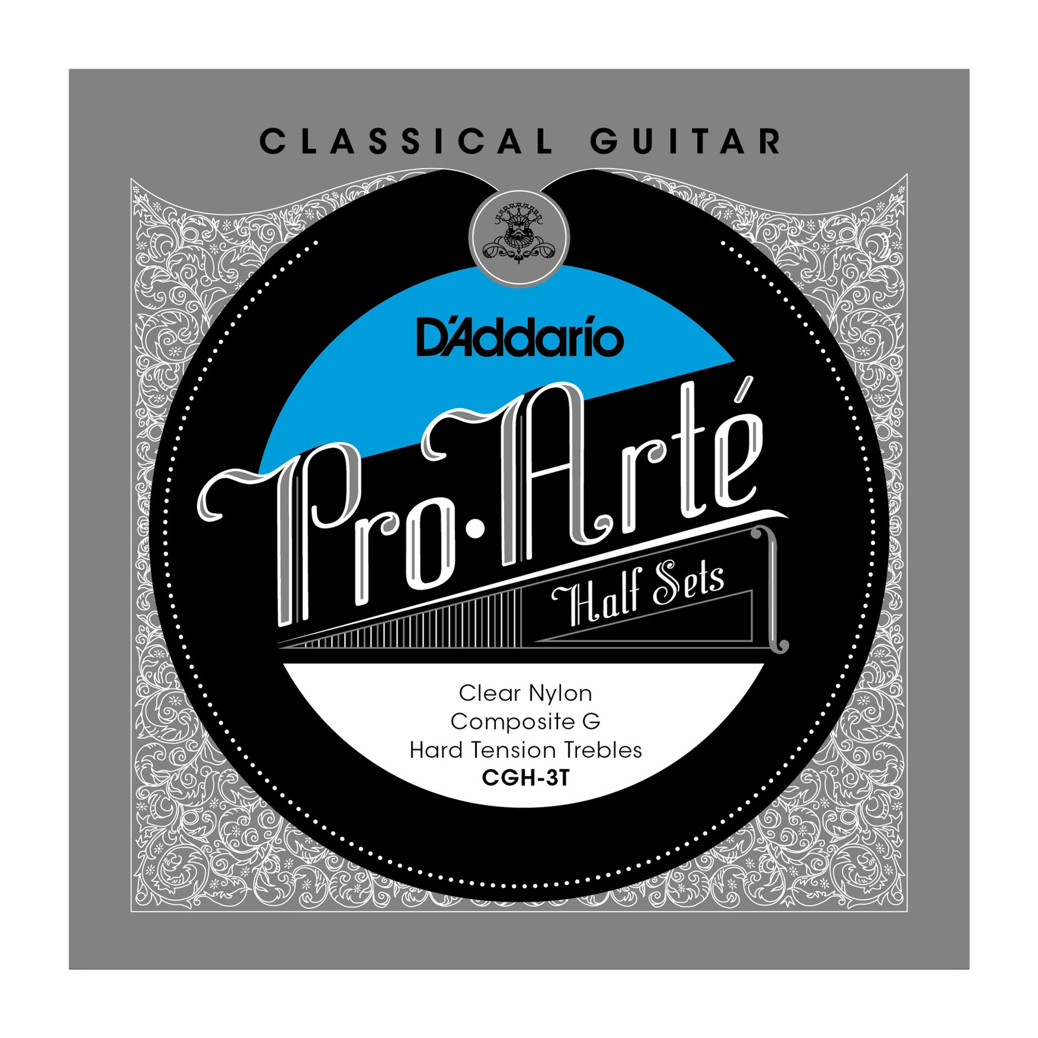 D'Addario CGH-3T Pro-Arte Clear Nylon w/ Composite G Classical Guitar Half Set, Hard Tension