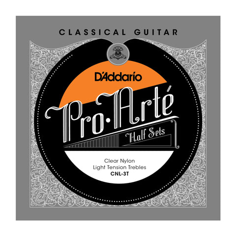 D'Addario CNL-3T Pro-Arte Clear Nylon Classical Guitar Half Set, Light Tension