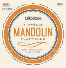 D'Addario EFW74 Flatwound Mandolin Strings, Phosphor Bronze, Medium, 11-36