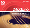 D'Addario EJ17-10P Phosphor Bronze Acoustic Guitar Strings, Medium, 13-56, 10 Sets