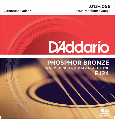 D'Addario EJ24 Phosphor Bronze Acoustic Guitar Strings, True Medium, 13-56