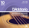 D'Addario EJ26-10P Phosphor Bronze Acoustic Guitar Strings, Custom Light, 11-52, 10 Sets