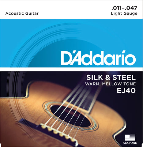 D'Addario EJ40 Silk & Steel Folk Guitar Strings, 11-47