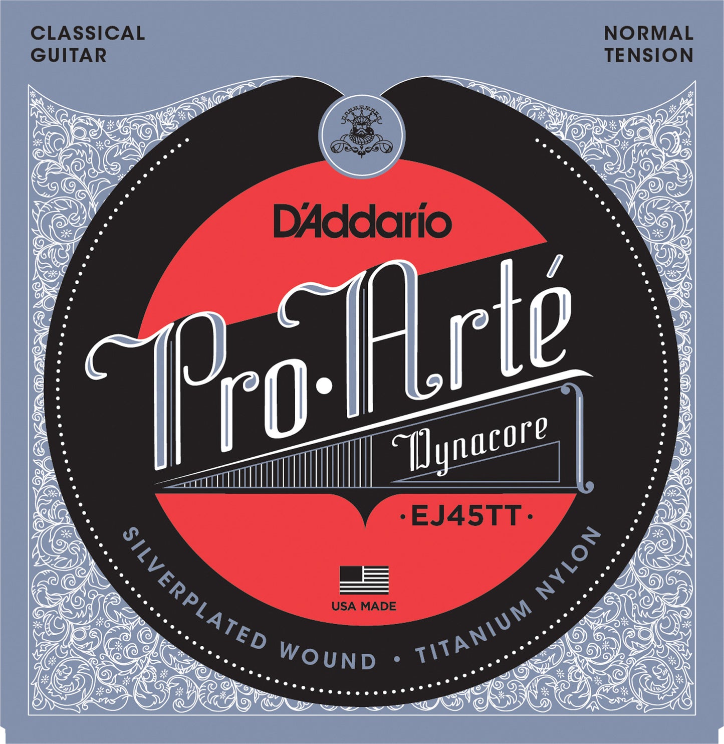 D'Addario EJ45TT ProArte DynaCore Classical Guitar Strings, Titanium Trebles, Normal Tension