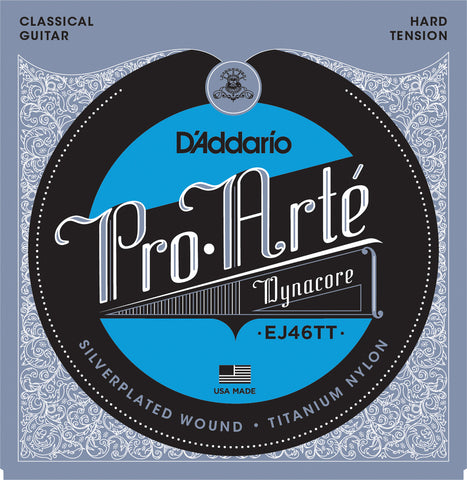 D'Addario EJ46TT ProArte DynaCore Classical Guitar Strings, Titanium Trebles, Hard Tension