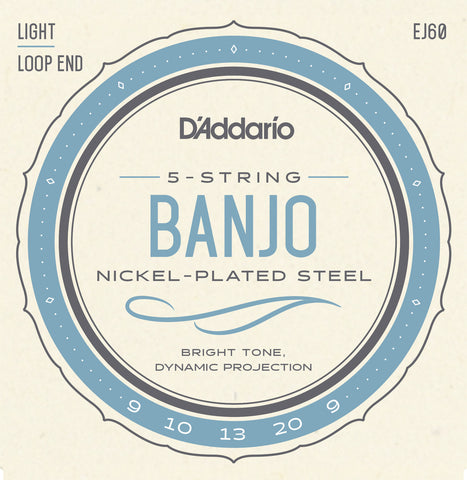 D'Addario EJ60 5-String Banjo Strings, Nickel, Light, 9-20