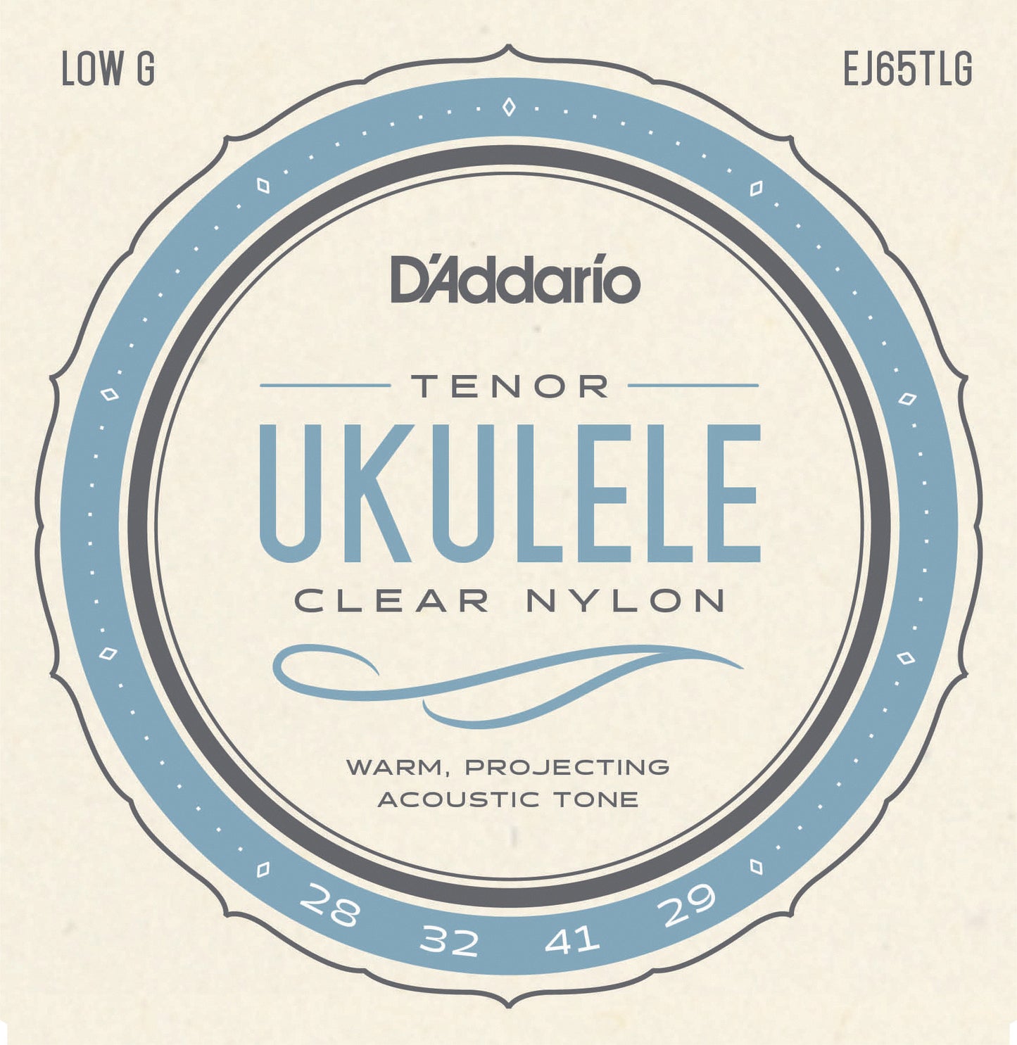 D'Addario EJ65TLGPro-Arté Custom Extruded Nylon Ukulele Strings, Tenor Low-G
