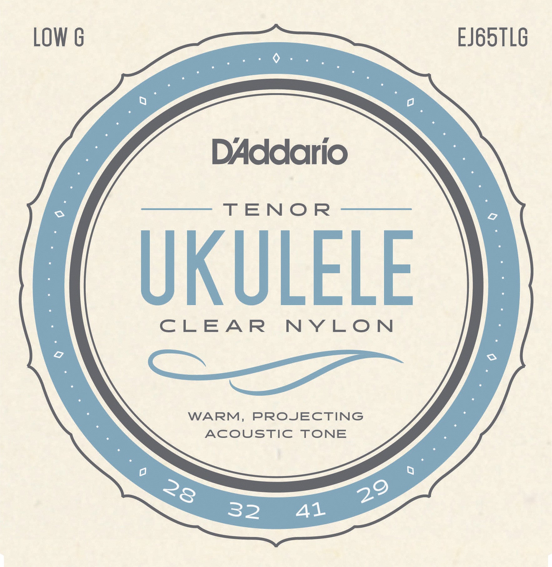 D'Addario EJ65TLGPro-Arté Custom Extruded Nylon Ukulele Strings, Tenor Low-G