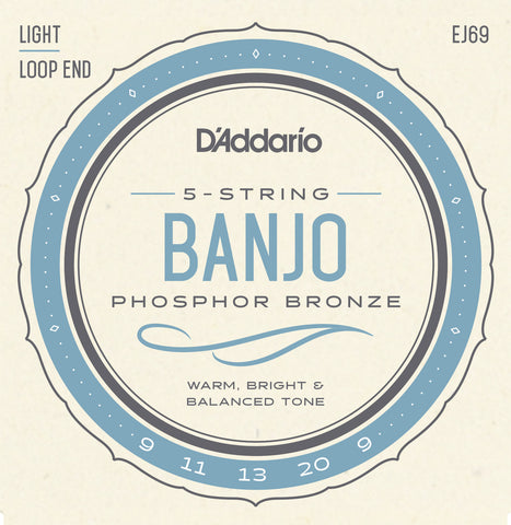 D'Addario EJ69 5-String Banjo Strings, Phosphor Bronze, Light, 9-20